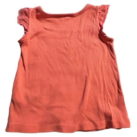 Baby GAP Ruffle Eyelet Sleeve Top Girls Size 3 Orange Rib Knit - Picture 2 of 5